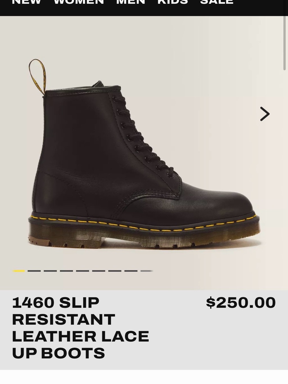 Dr. Martens Black Leather Lace-Up Boots with Yellow Stitching